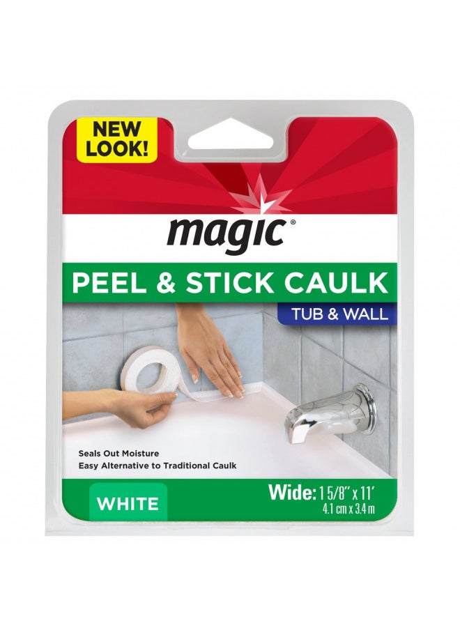 Magic Tub and Wall Peel and Caulk Strip - Create a Tight Seal Between the Bathtub and Wall to Keep Moisture Out - 1-5/8 Inch by 11 Feet - White