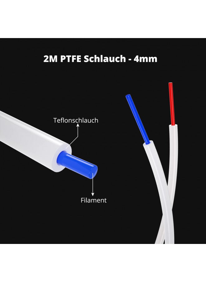 2M PTFE Teflon Tube 3D Printer Tube for 1.75mm Filament, 4mm OD X 2mm ID Clear PTFE Tubing High-Temperature Resistance Flexible Extruder Tube