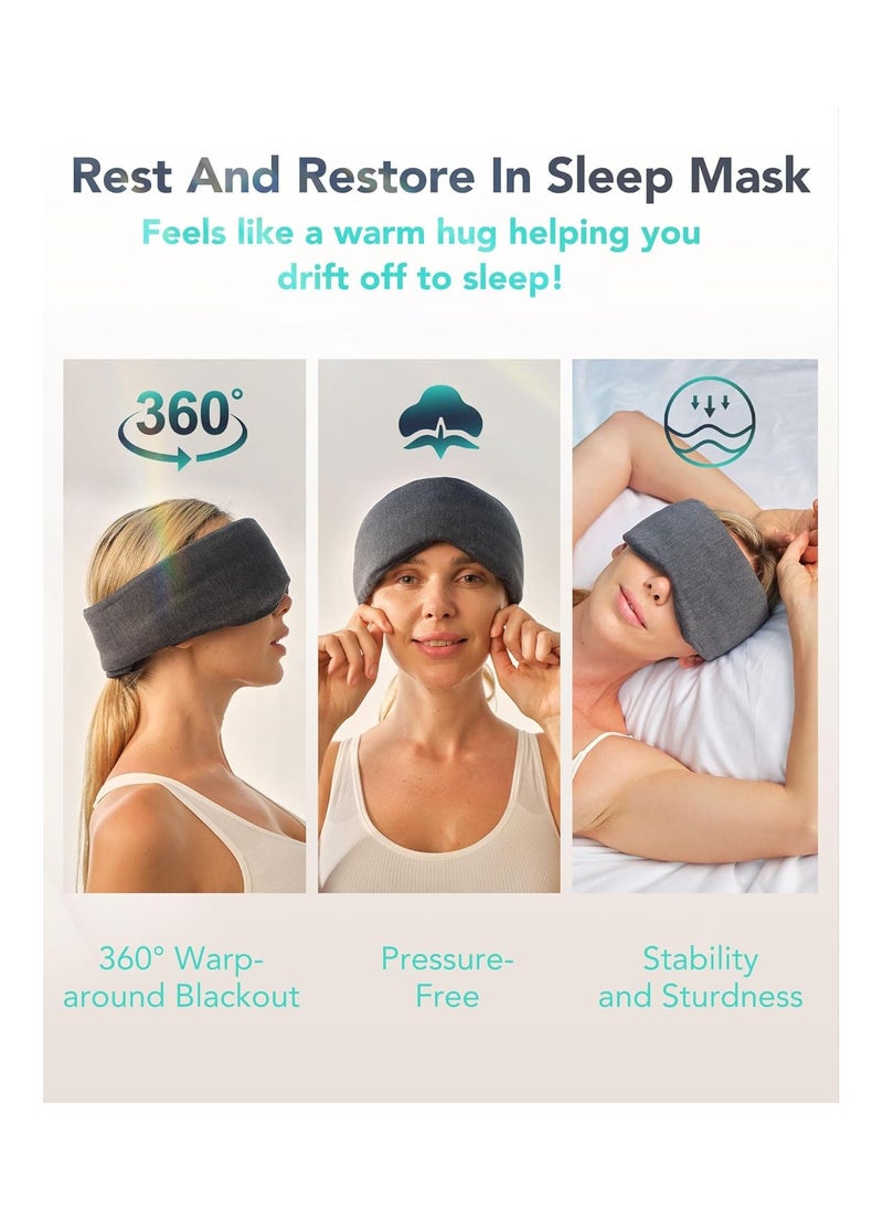 SKG Restore Sleep Mask Blackout for Men Women, International Travel Essential, Large Size with Wide Width, for Sleep/Travel/Rest/Workshift/Gift