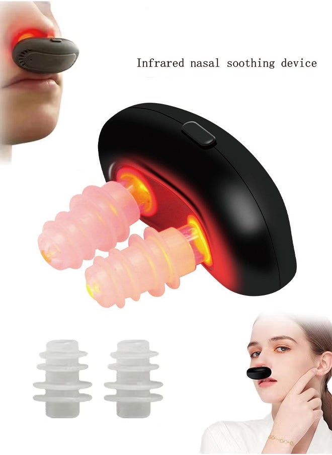 Infrared Ray Nasal Therapy Device, Rechargeable Nasal Soothing Device, 650NM Runny Sneeze Treatment Machine (Black)