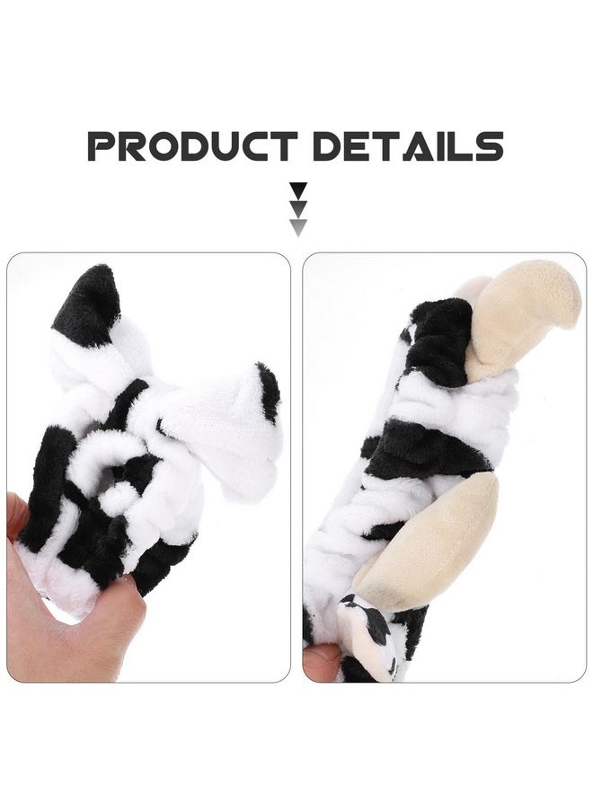 Allory Plush Headbands Cow Shaped Spa Hair Bands Hair Wrap Soft Bath Makeup Washing Face Head Wraps For Kids Girls Women Winter Keep Warm 2Pcs