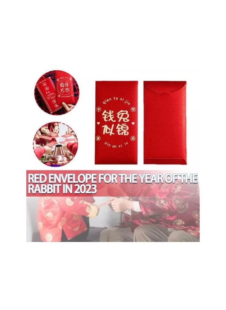 6-Pieces/Set 2023 Chinese Lunar New Year Red Envelopes,Rabbit Year Festival Lucky Money Red Packets