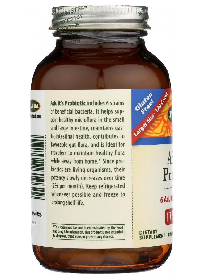 Flora - Adult's Probiotic Blend, Six Adult-Specific Strains, Gluten Free, Raw Probiotic with 17 Billion Cells, 120 Vegetarian Capsules