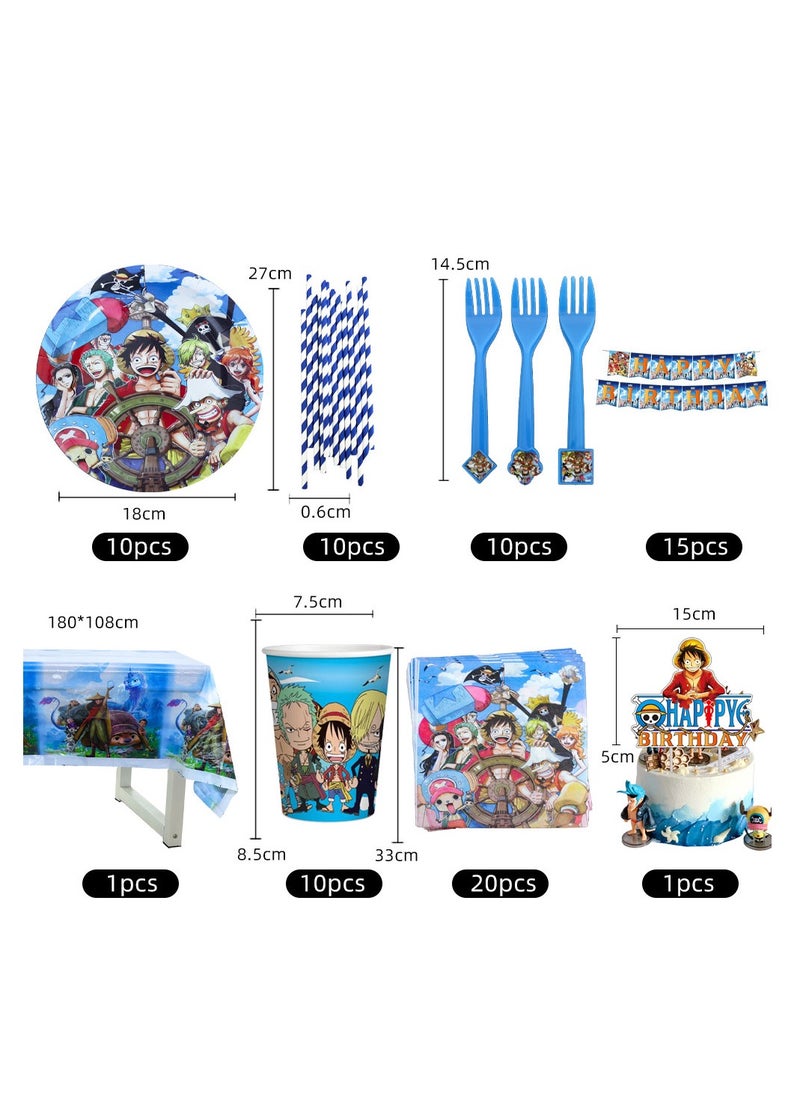 Anime One Piece theme birthday party decorations  disposable paper cups paper plates banner tableware set for kids party supplies