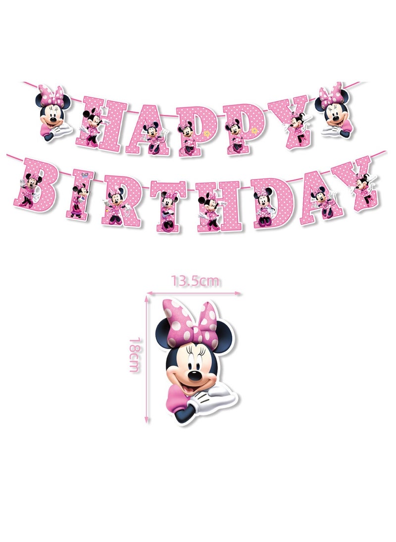 Minnie Mouse theme birthday party decorations  disposable paper cups paper plates banner tableware set for kids party supplies