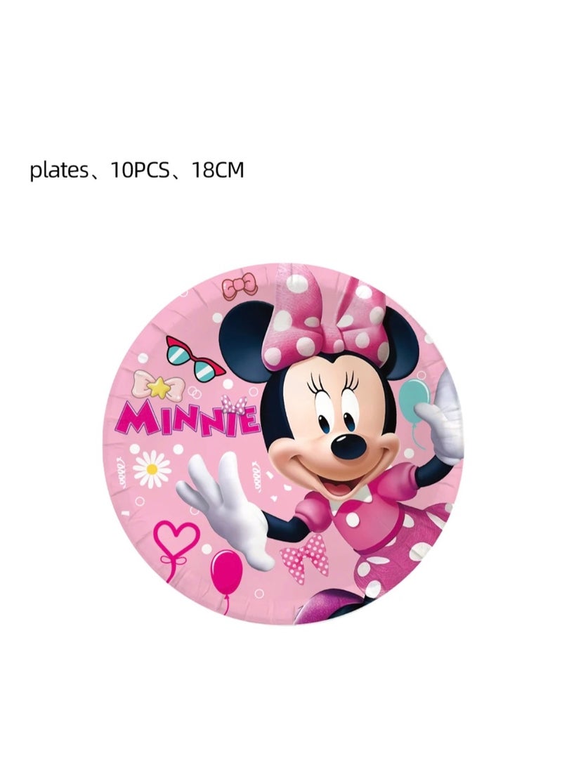 Minnie Mouse theme birthday party decorations  disposable paper cups paper plates banner tableware set for kids party supplies