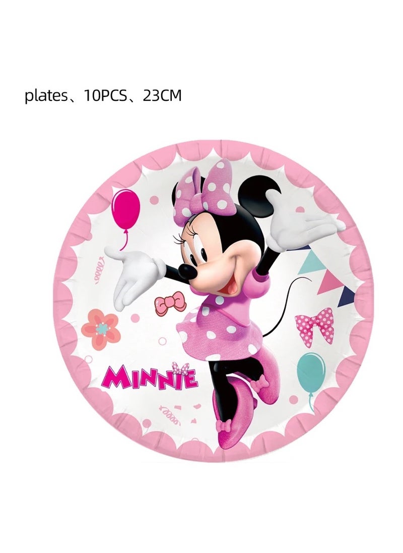 Minnie Mouse theme birthday party decorations  disposable paper cups paper plates banner tableware set for kids party supplies