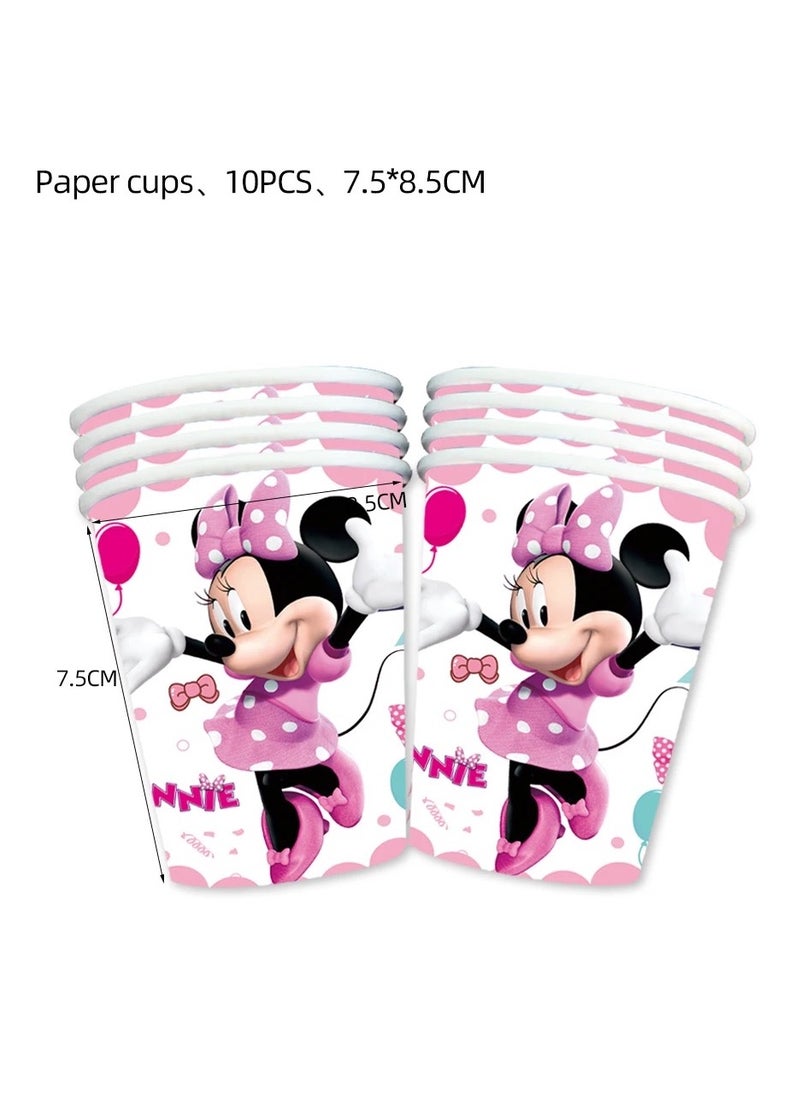 Minnie Mouse theme birthday party decorations  disposable paper cups paper plates banner tableware set for kids party supplies