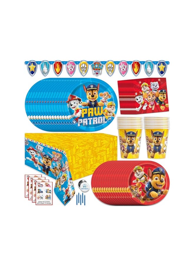 Paw Patrol Party Supplies and Decorations, Paw Patrol Birthday Party Supplies, Serves 16 Guests, Officially Licensed with Table Cover, Banner Decor, Plates, Napkins & More