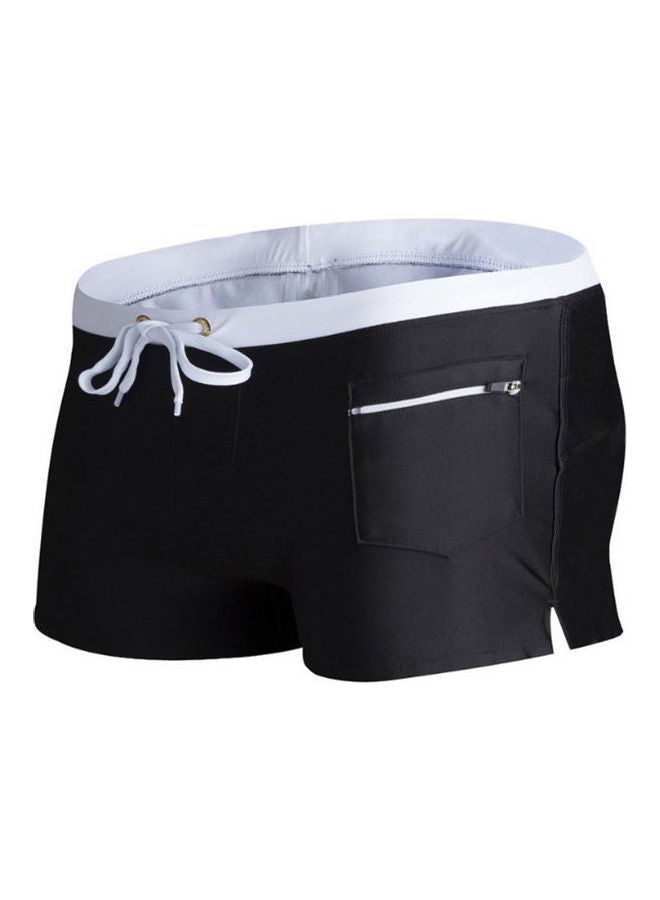 Zip Pocket Detail Swimwear Shorts Black/White