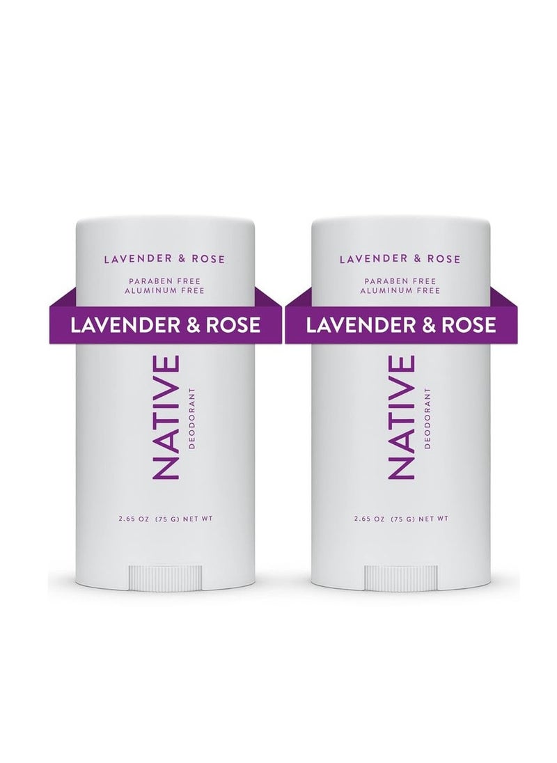 Native Deodorant Contains Naturally Derived Ingredients, 72 Hour Odor Control | Deodorant for Women and Men, Aluminum Free with Baking Soda, Coconut Oil and Shea Butter | Lavender & Rose, 2-Pack