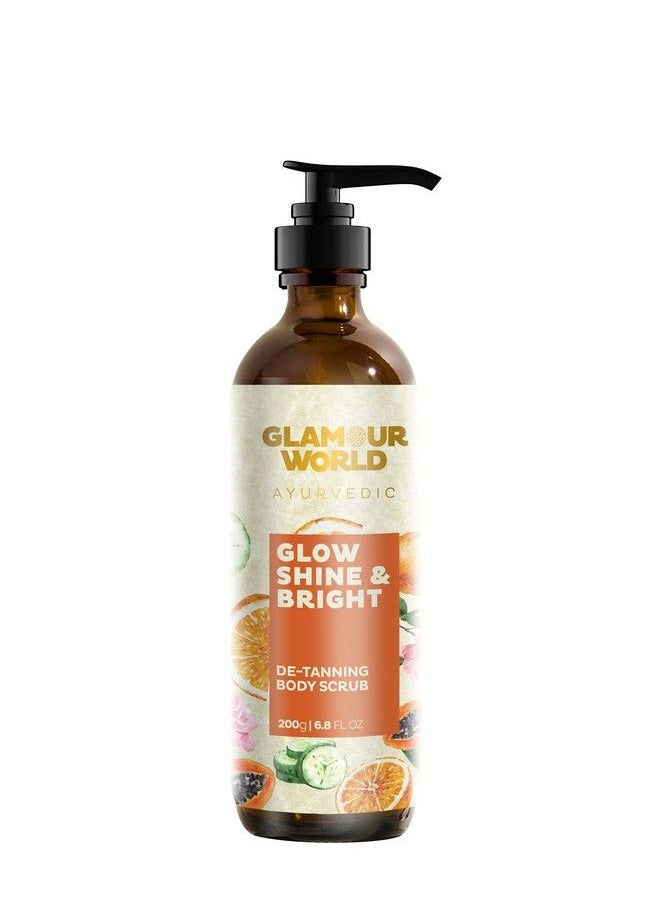 Ayurvedic Glow Shine & Bright Detanning Body Scrub I Gel Textured Body Scrub Helps Remove Suntan Leaves Skin Radiant And Smooth I Enriched With Orangepapayatomato