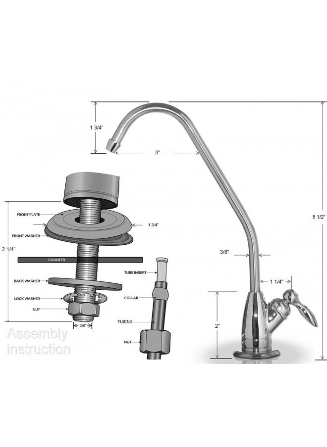 iSpring GS1 100% Lead-Free RO Reverse Osmosis Water Filter Faucet Fit Most Water Filter Systems, Non-Air Gap Single Lever Handle RO Faucet, Chrome Finish