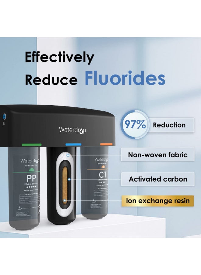 Waterdrop TSB 3-Stage High Capacity Under Sink Water Filter, with Dedicated Faucet, NSF/ANSI 42 Certified Element, USA Tech