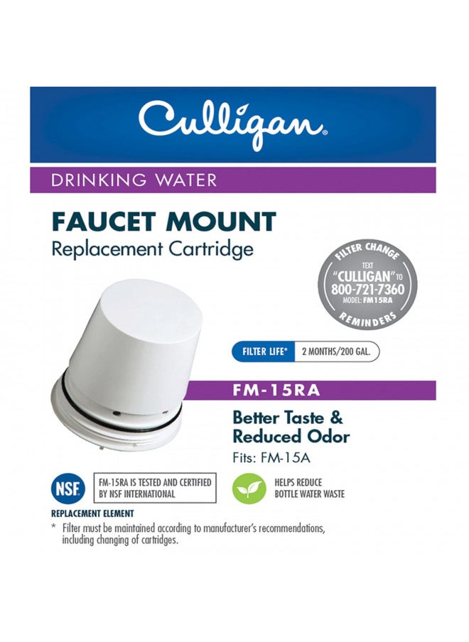 Culligan FM-15RA Faucet-Mount Replacement Water Filter Cartridge, 200 Gallon, White