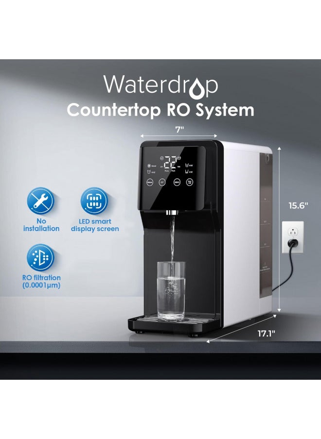 Waterdrop N1 Countertop Reverse Osmosis System, 4 Stage Reverse Osmosis Water Filter Countertop, 3:1 Pure to Drain, Reduce PFAS, No Installation Required, WD-N1-W