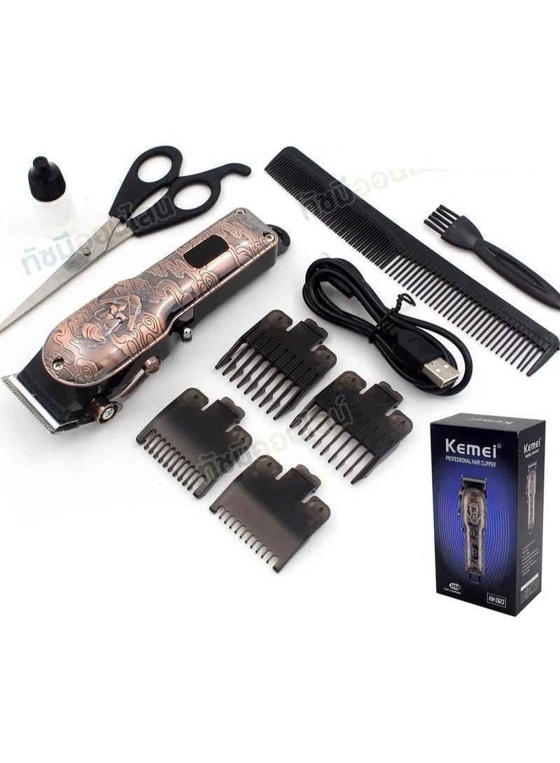 Km-2623 Cordless Electric Shaver for Men Professional LCD Display 0mm Bald Beard Hair Trimmer for Men USB Rechargeable Clipper