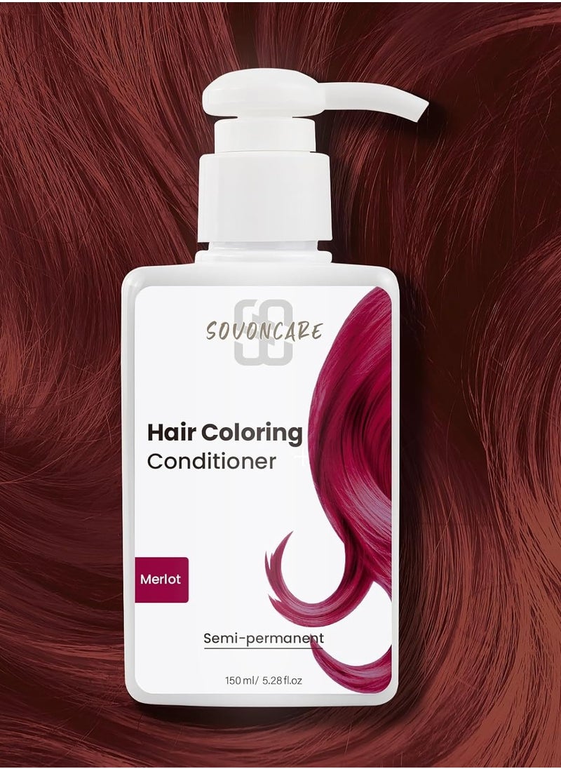 SOVONCARE Semi Permanent Hair Dye Depositing Conditioner, Merlot Color Treatment for Colored Hair, 5.28 OZ, 10 Mins Application, Cruelty-Free