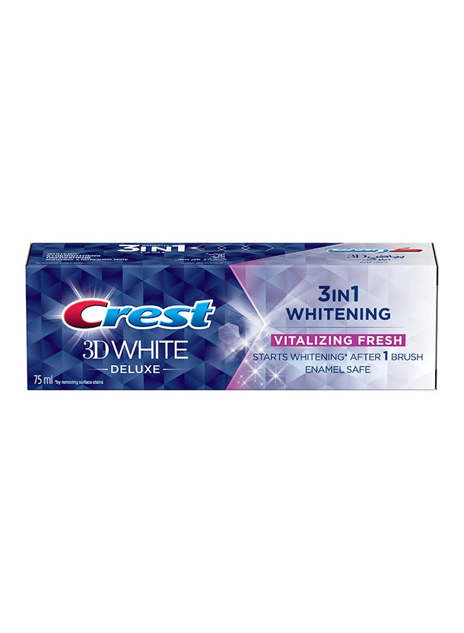 Crest 3D Deluxe Vitalizing Fresh, Enamel Safe Toothpaste 75ml