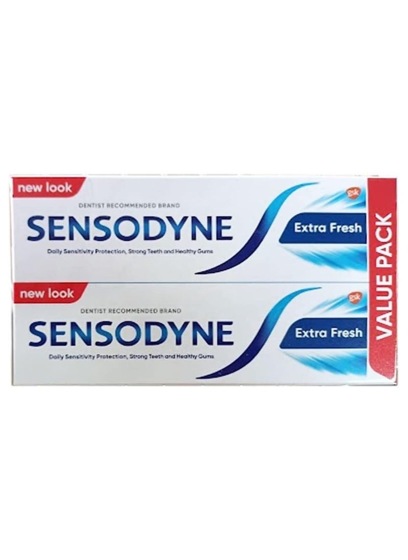 Sensodyne Toothpaste For Sensitive Teeth, Extra Fresh Flavour, 75 Ml, Value Pack Of 2