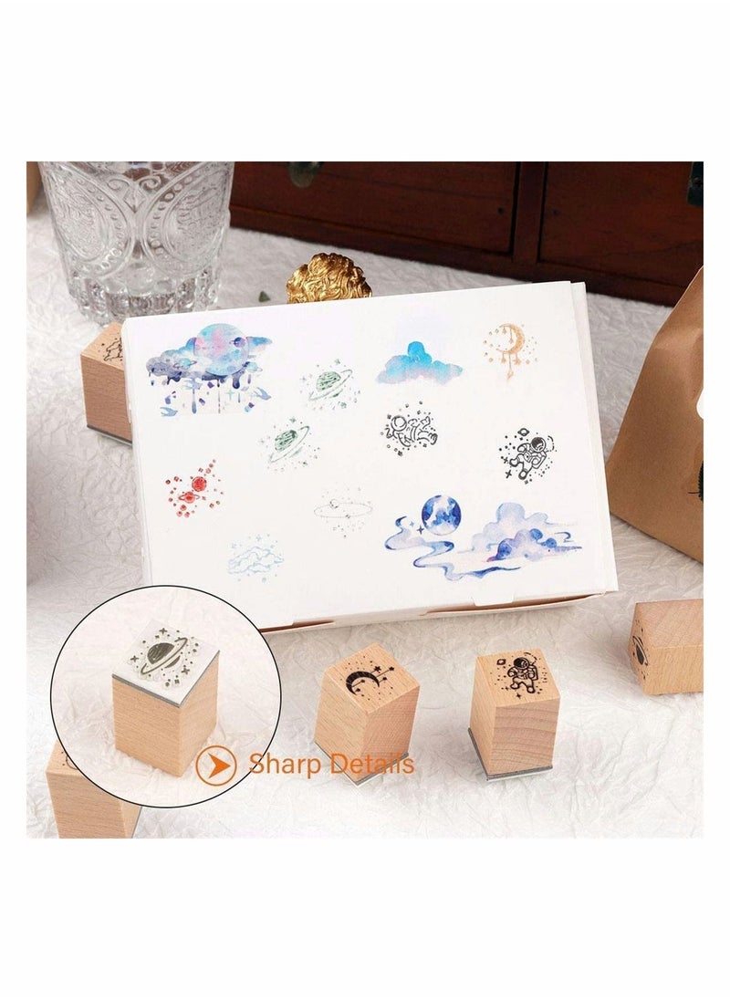 Wooden Rubber Stamps for Arts Crafts Bullet Journals Card Making Scrapbooking Diary Letter