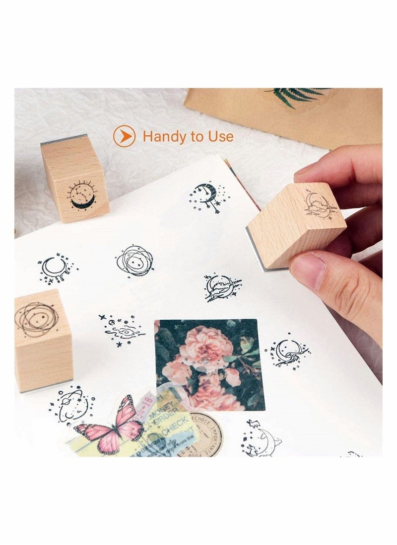 Wooden Rubber Stamps for Arts Crafts Bullet Journals Card Making Scrapbooking Diary Letter