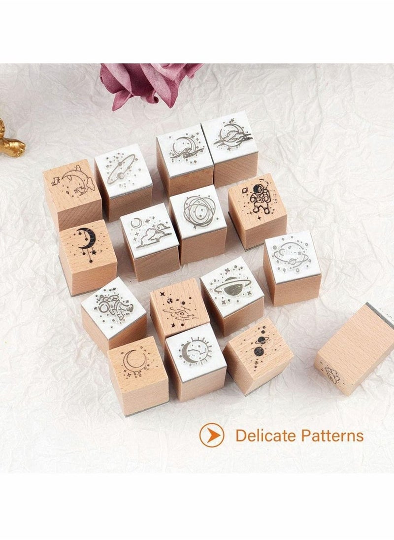 Wooden Rubber Stamps for Arts Crafts Bullet Journals Card Making Scrapbooking Diary Letter