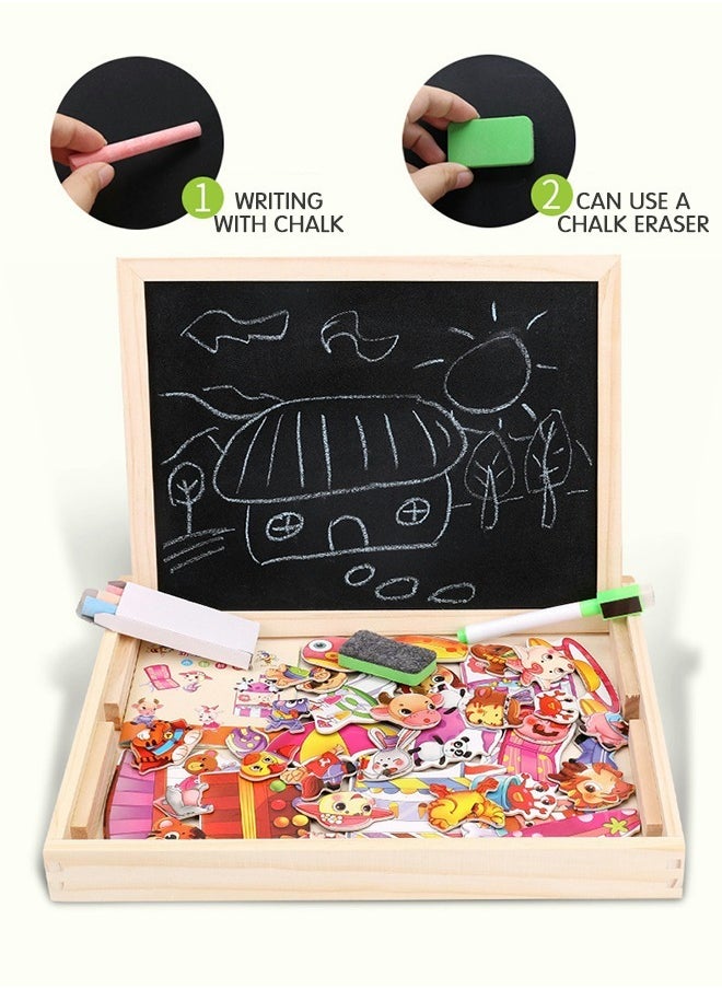 Magnetic Drawing Board, Girls Dress up themed toys, Wooden Puzzles Games Toys for Kids Drawing Learning