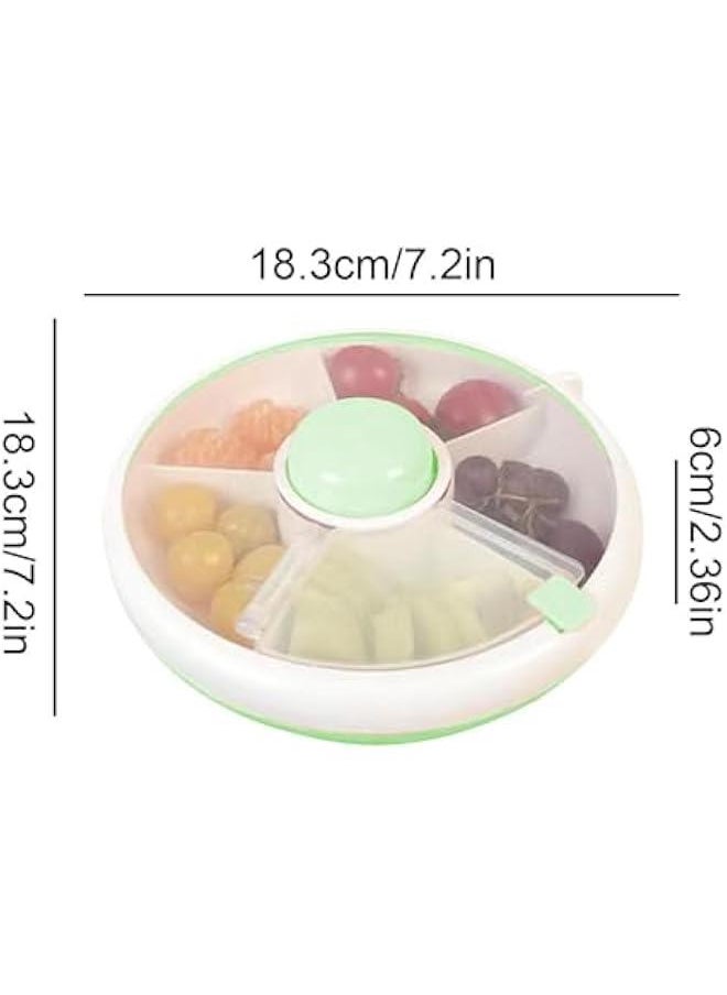 Snack Container Box - Snack Rotating Container, 18.3x18.3x6cm Rotating Snack Box With Lid, Rotating Snack Containers For Kids, Lunch Organizer, Snack Spinner For, Multifunctional Fruit Spinne