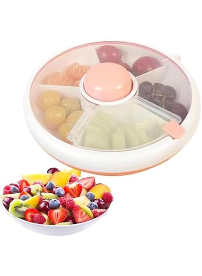 Snack Container Box - Snack Rotating Container, 18.3x18.3x6cm Rotating Snack Box With Lid, Rotating Snack Containers For Kids, Lunch Organizer, Snack Spinner For, Multifunctional Fruit Spinne