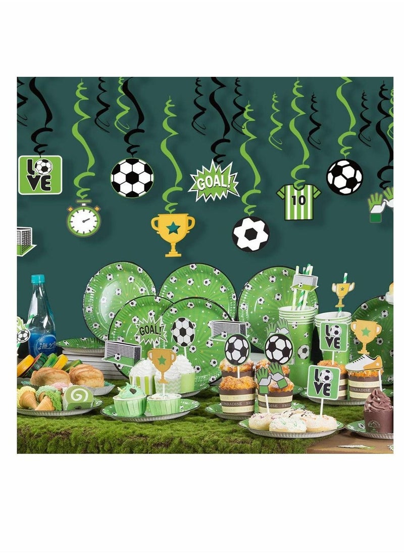 Soccer Themed Hanging Foil Swirls Decoration Soccer Boys Kids Birthday Baby Shower Party Decoration (24Pcs)