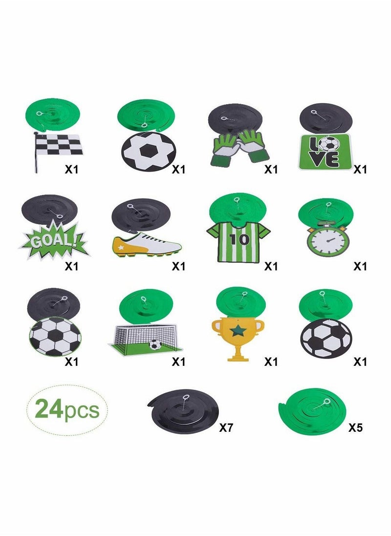 Soccer Themed Hanging Foil Swirls Decoration Soccer Boys Kids Birthday Baby Shower Party Decoration (24Pcs)
