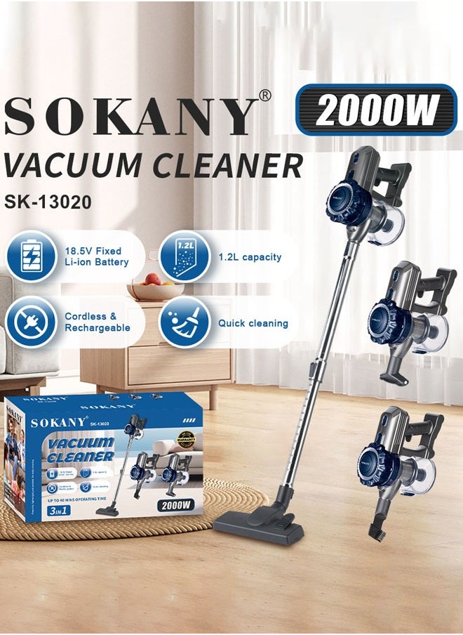 Cordless Vacuum Cleaner, 2 Speed Powerful Suction Stick Vacuum, Lightweight Vacuum for Hardwood Floor Carpet Pet Hair,SK-13020