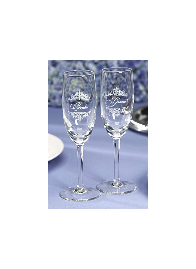 Darice V35923 Bride and Groom Tall Champagne Glasses, 8-Inch, 2-Pack