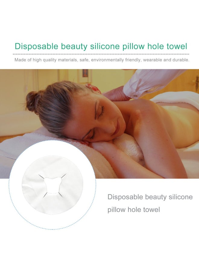 100-Piece Disposable Silicone Pillow Hole Towel White