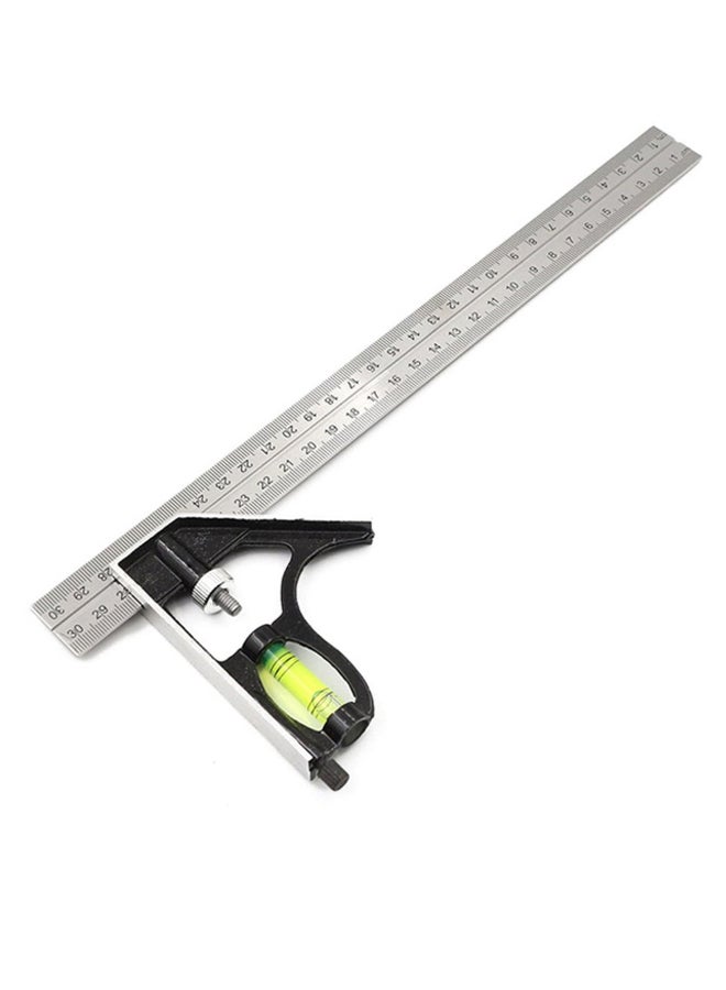 Adjustable Combination Square Angle Ruler Silver/Black/Yellow