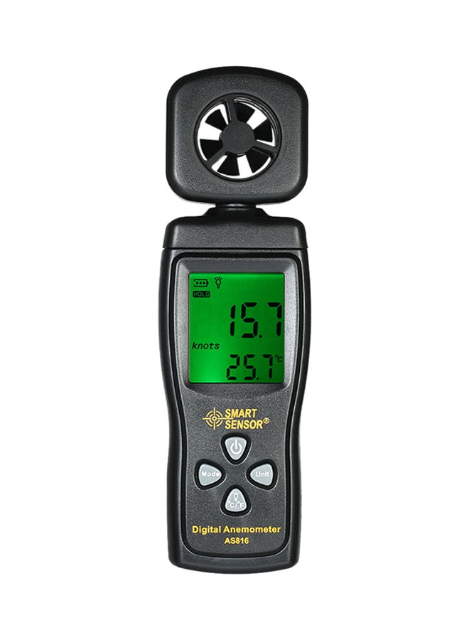 Mini LCD Digital Wind Speed Meter With Backlight Black 16.5x5x2.7centimeter