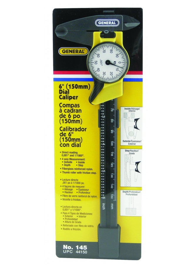 General Tools 145 6-Inch Plastic Dial Caliper, Thousandths Reading