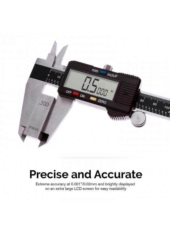 NEIKO 01409A 12 Electronic Digital Caliper | Extra Large Display | 0-12 Inches | Inch/Fractions/Millimeter Conversion | Polished Stainless Steel