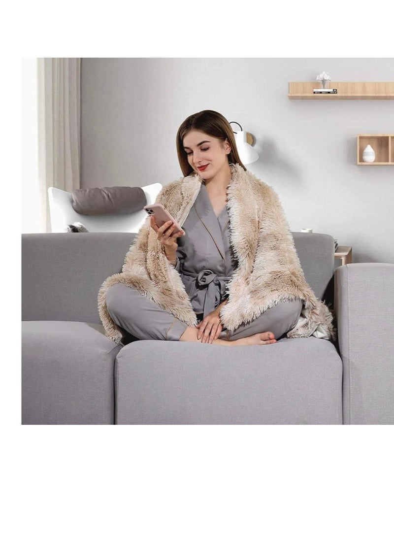 Luxury Faux  Fur Throw Blankets Winter Beds sofa Blanket Double Layer Fluffy Soft Warm Home Decor Imitated Faux Fur Mink Blanket (fluffy1)
