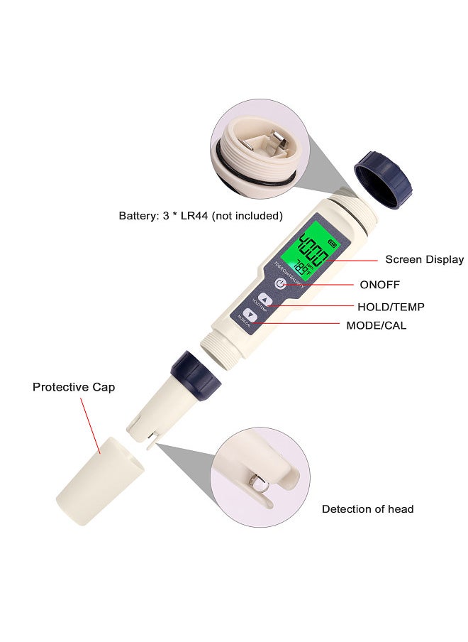 5 in 1 Professional Multi-parameter Combo Testing Meter PH/EC/TDS/Salinity/Thermometer Digital Multi-Function Tester Water Quality Tester