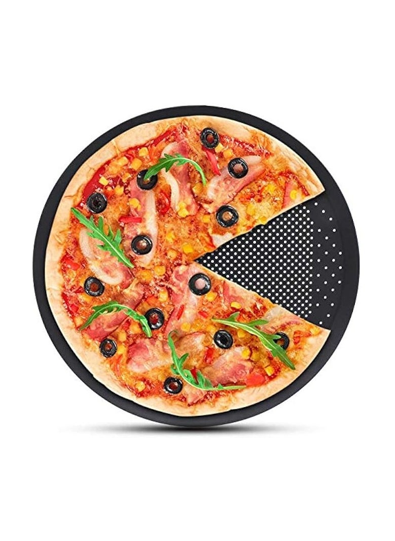 Pizza Pans With Holes for Oven 12 inch Pizza Tray- Carbon Steel Non Stick Coating Perforated Round Tray Baking for Home Kitchen