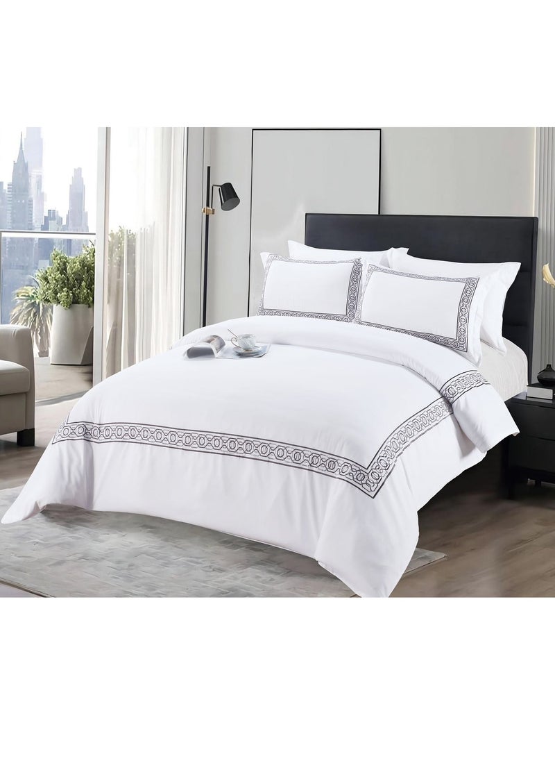 MMM HOME Embroidered 6pcs King size High Cotton Hotel Master Quality Microfiber Bedding Set Comforter/Bedsheet/Pillow covers set