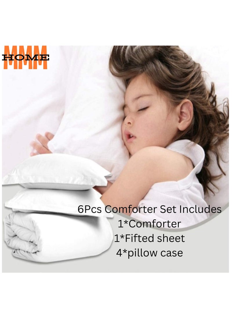 MMM HOME Embroidered 6pcs King size High Cotton Hotel Master Quality Microfiber Bedding Set Comforter/Bedsheet/Pillow covers set