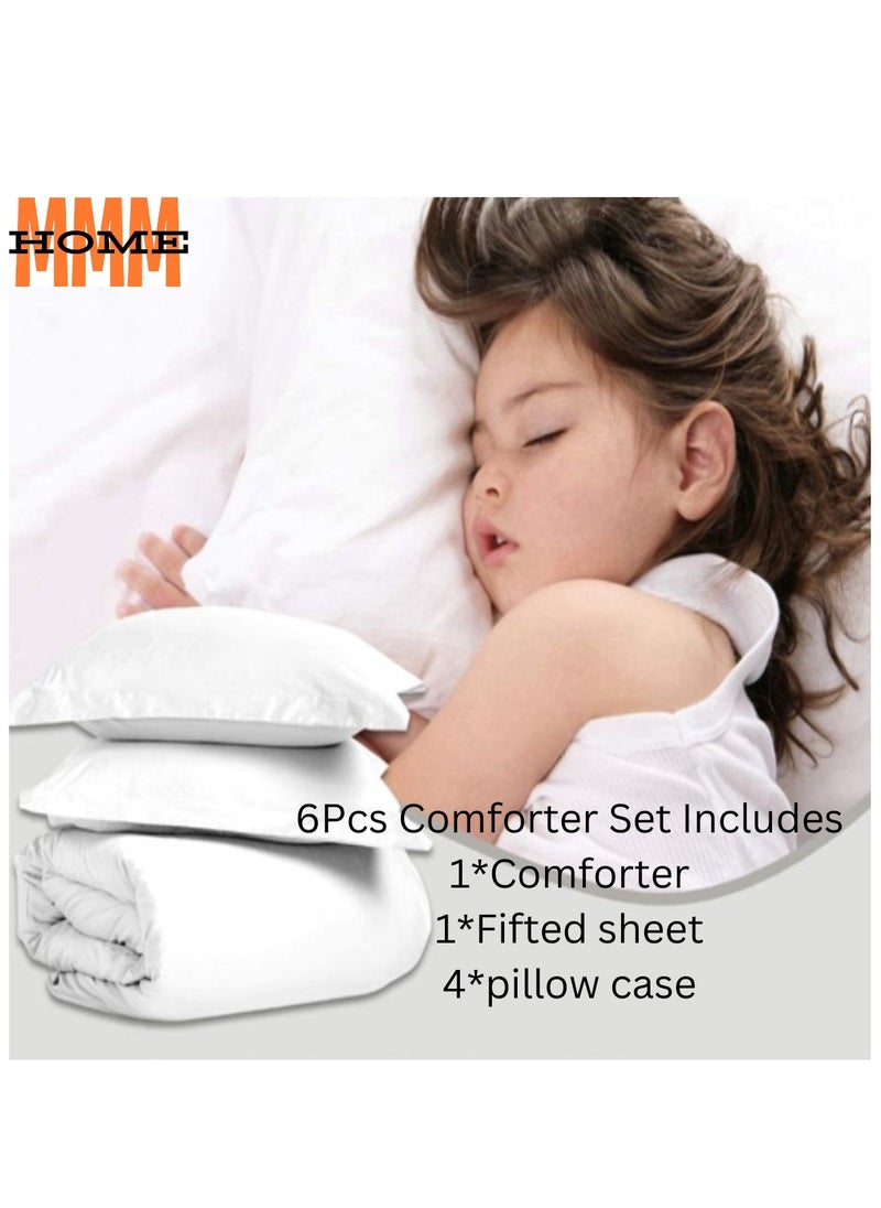 MMM HOME Embroidered 6pcs King size High Cotton Hotel Master Quality Microfiber Bedding Set Comforter/Bedsheet/Pillow covers set