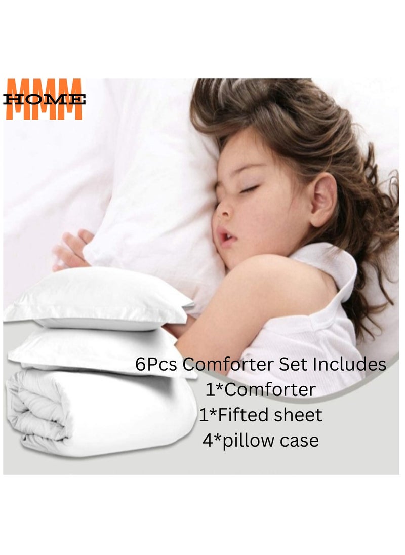 MMM HOME Embroidered 6pcs King size High Cotton Hotel Master Quality Microfiber Bedding Set Comforter/Bedsheet/Pillow covers set