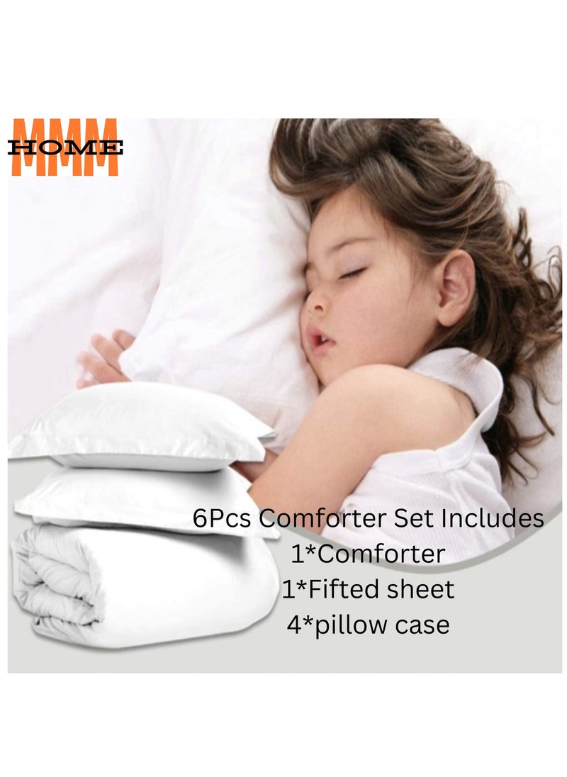 MMM HOME Embroidered 6pcs King size High Cotton Hotel Master Quality Microfiber Bedding Set Comforter/Bedsheet/Pillow covers set