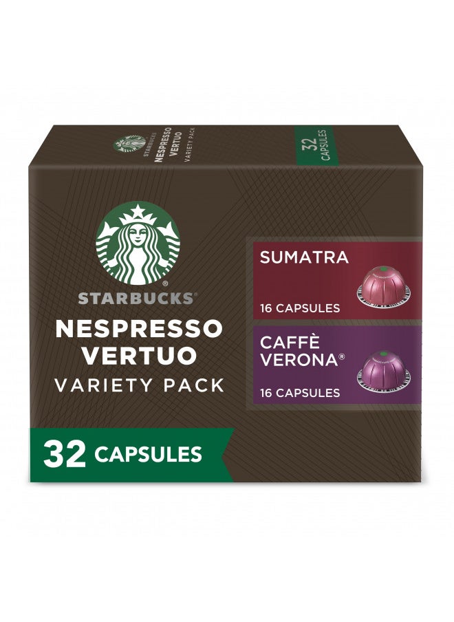 Starbucks by Nespresso Dark Roast Variety Pack Coffee (32-count single serve capsules, compatible with Nespresso Vertuo Line System)