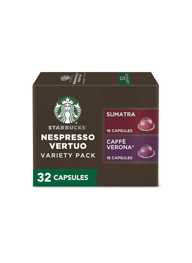 Starbucks by Nespresso Dark Roast Variety Pack Coffee (32-count single serve capsules, compatible with Nespresso Vertuo Line System)