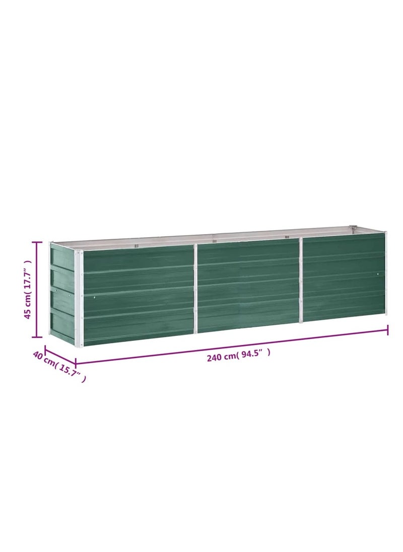 Garden Raised Bed Galvanised Steel 240x40x45 cm Green